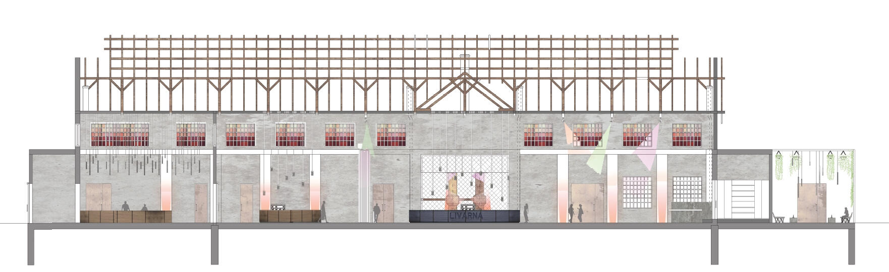 Section with materials