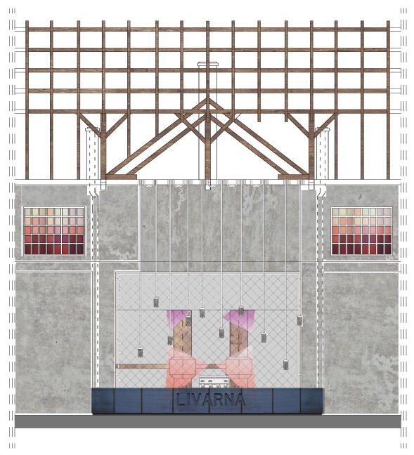 Graphic of the bar in section